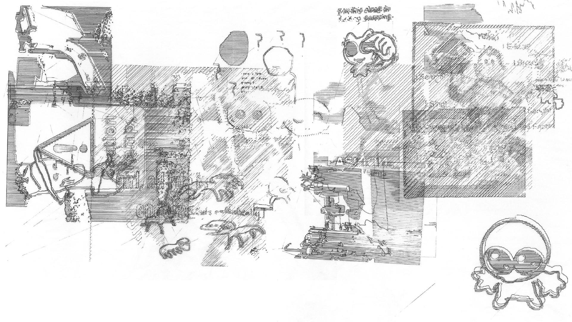 A Composite containing a variety of drawing from Repost; Remake, as submitted by users during the exhibition.